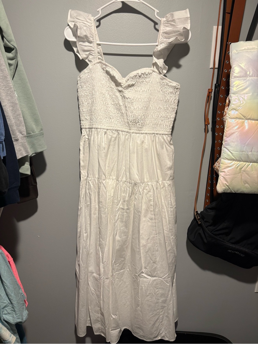 Abercrombie & Fitch White Smocked Strap Sundress